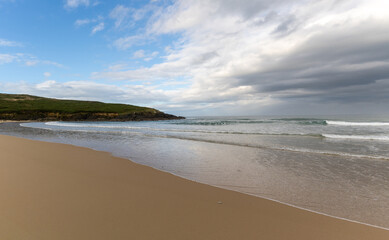 beautiful wide empty golden sandy beach in Spain