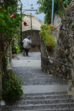 Walking down steps at Nocelle