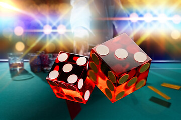 Casino Craps dice close up