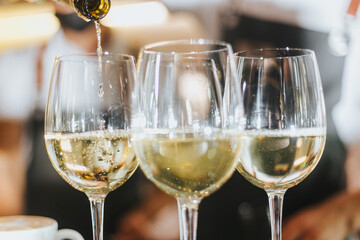 glasses of champagne on the table 