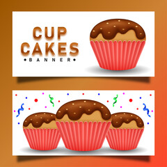 Cupcakes banner with colorful background