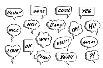 A set of comic speech balloons on white background. Vector Illustration.