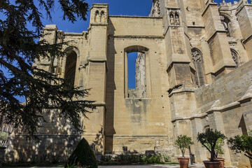High Gothic style Narbonne Cathedral of Saint-Just-et-Saint-Pasteur (Roman Catholic church 13th century). Narbonne, Languedoc-Roussillon-Midi-Pyrenees, France.