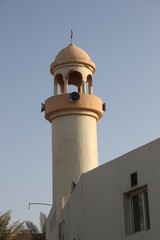 Fototapeta na wymiar minaret and religion in clear sky in Doha Qatar the old mosque