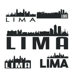 Obraz premium Lima Peru Flat Icon Skyline Vector Silhouette Design Set Logos