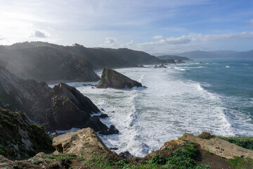view of the wild Galician coast and cliffs at Loiba