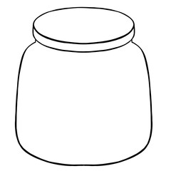 white background, glass jar contour. Vector illustration