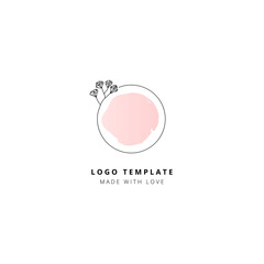 Floral logo template, circle shape with wildflower