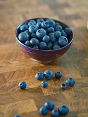 Tasty blueberry fruits at breakfast in summer