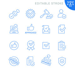 Approve related icons. Editable stroke. Thin vector icon set