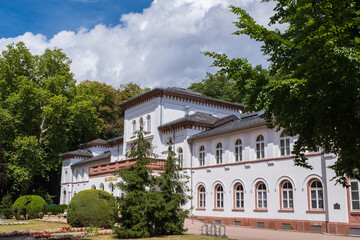 Fototapeta na wymiar View of the historic bathhouse in the spa town of Bad Soden / Deuschland am Taunus