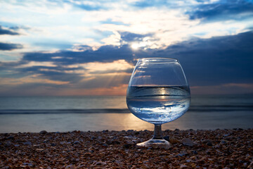 Glass of clean drinking water.