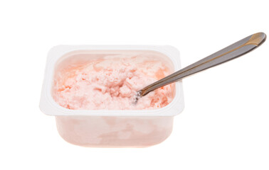 yogurt in a plastic cup isolated