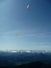 Paragliding at Brauneck mountain, Bavaria, Germany