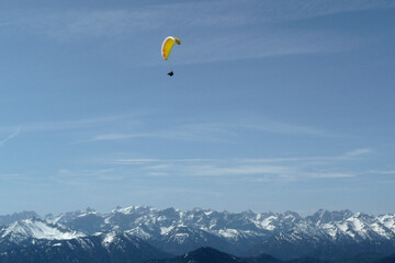 Paragliding at Brauneck mountain, Bavaria, Germany