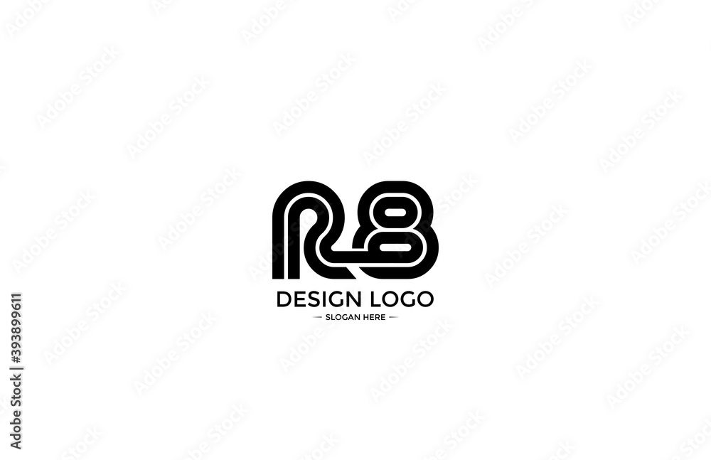 Poster logo typography initial letter r8 linear monogram font vector