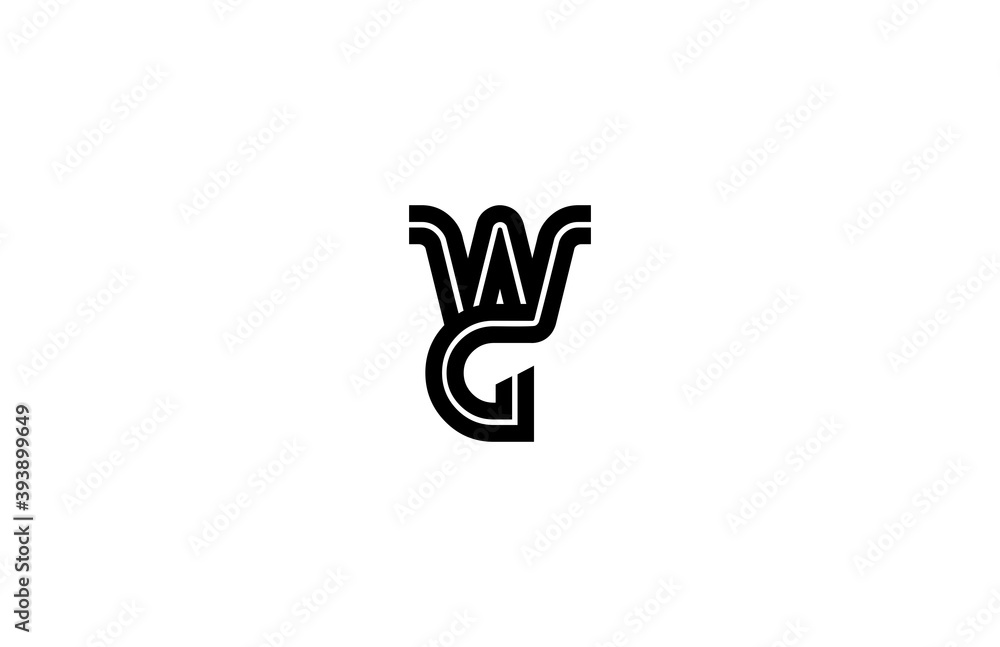 Poster logo typography initial letter wg linear monogram font vector