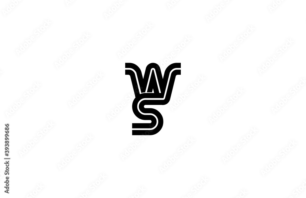 Poster logo typography initial letter ws linear monogram font vector