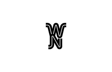 Logo Typography Initial Letter WN Linear Monogram Font Vector