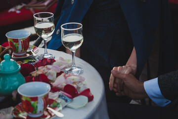 waiter serving champagne