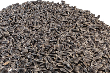 Sunflower seeds on white background