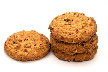 homemade oatmeal cookies isolated on white background