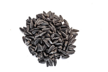 Sunflower seeds on white background