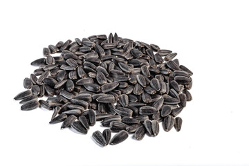 Sunflower seeds on white background