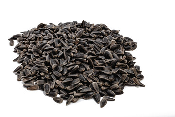 Sunflower seeds on white background