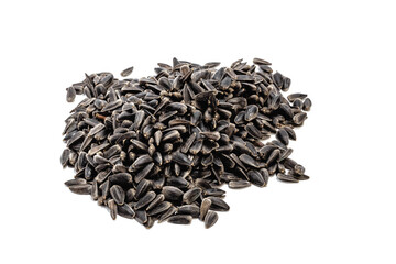 Sunflower seeds on white background