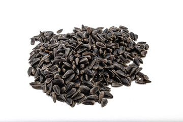 Sunflower seeds on white background