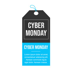Cyber Monday sale. Black and blue sale banner label. Vector illustration.