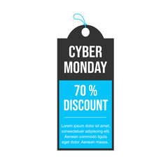 Cyber Monday sale. Black and blue sale banner label. Vector illustration.
