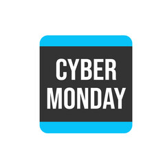 Cyber Monday sale. Black and blue sale banner label. Vector illustration.