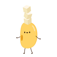 Soybean vector. Soybean character design. Soybean and tofu vector.