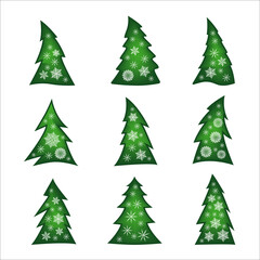 Vector image of Christmas trees as icons