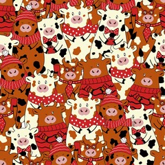 Cartoon cow pattern. 2021 symbol pattern