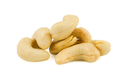 cashew nuts heap on white background with clipping path