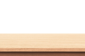 Wooden table on white background.