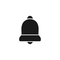 Black bell icon. Alarm outline symbol. Vector illustration isolated on white.