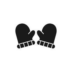 Winter gloves icon. Glove pair black symbol. Vector illustration isolated on white.