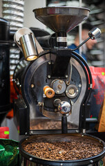 Coffee roasting machine at street coffee shop.