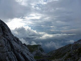Mountain hiking tour to Meilerhuette hut in Bavaria, Germany