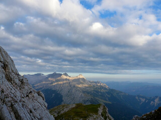 Mountain hiking tour to Meilerhuette hut in Bavaria, Germany