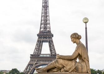 Fototapeta na wymiar The Eiffel Tower in Paris from the Trocadero