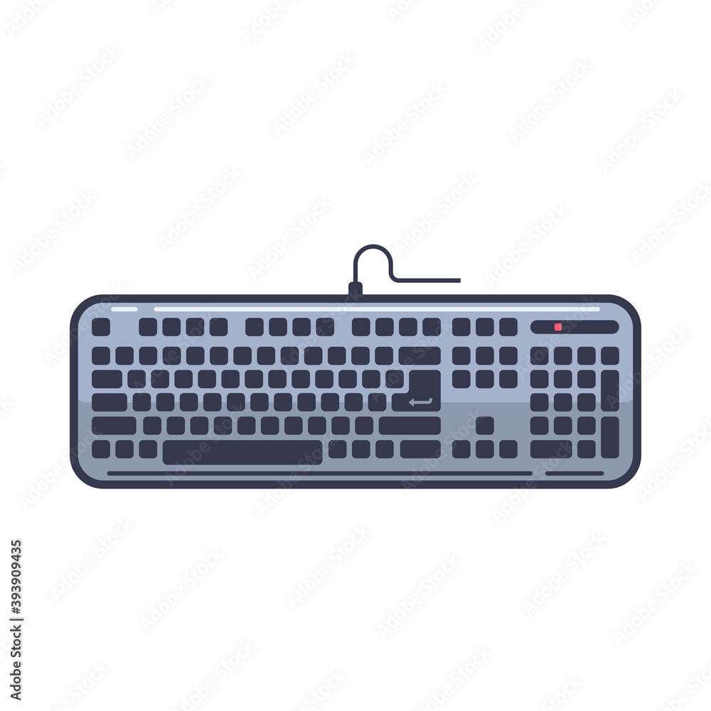 Poster computer keyboard with an outline is isolated on a white background. vector illustration, eps 10.