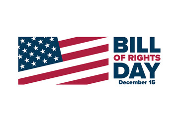 Bill of Rights Day. December 15. Holiday concept. Template for background, banner, card, poster with text inscription. Vector EPS10 illustration.