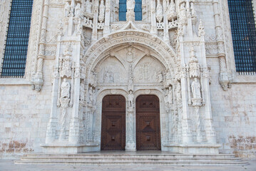 The door to enter the church in the Mosteiro dos Jerónimos in Lisbon, Portugal