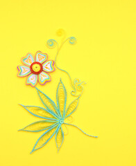 Decor on flower quilling craft papers