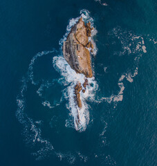 Aerial photo of rocky islands